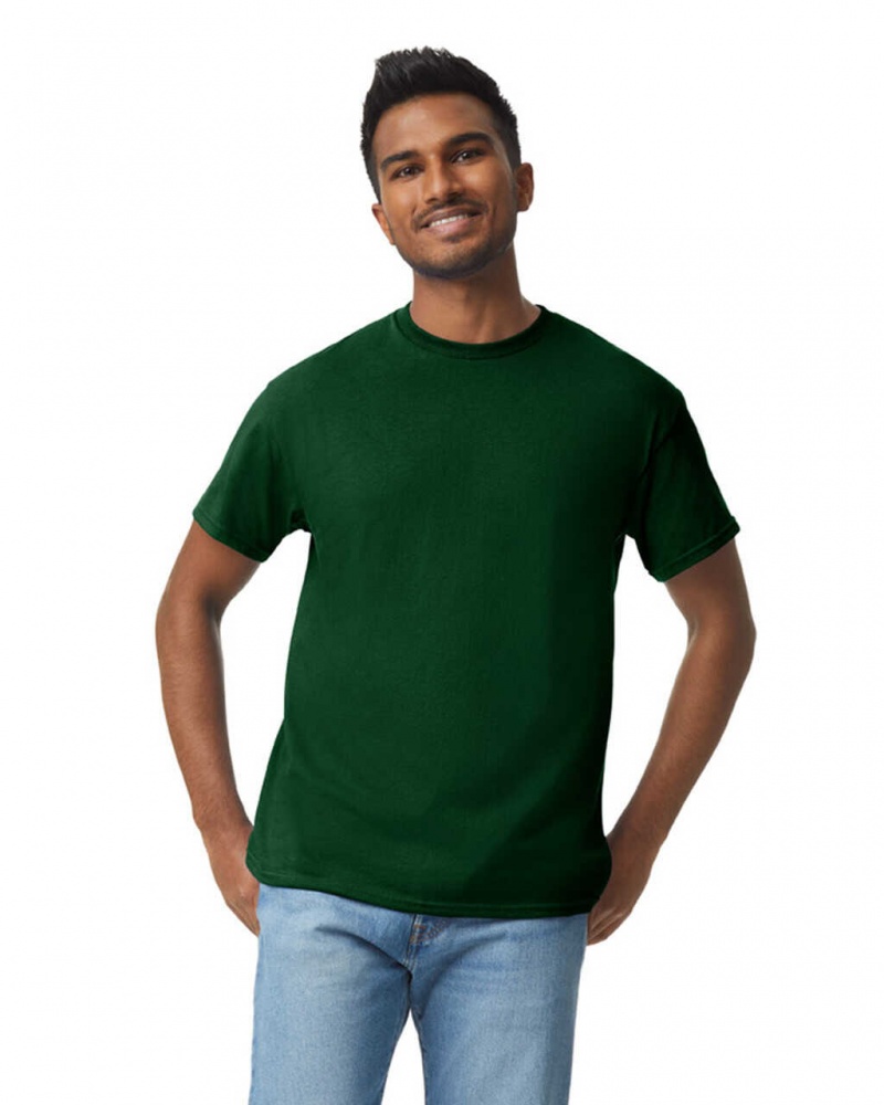 Men\'s Gildan 5000 T-Shirts Forest Green | HYWU50274