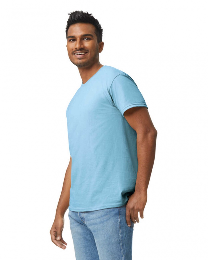 Men's Gildan 5000 T-Shirts Light Blue | GYNM62390