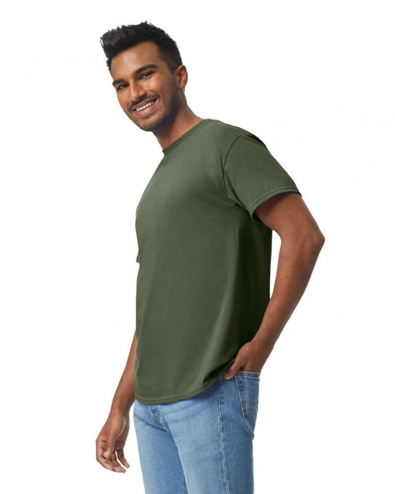 Men's Gildan 5000 T-Shirts Military Green | TQDS20745