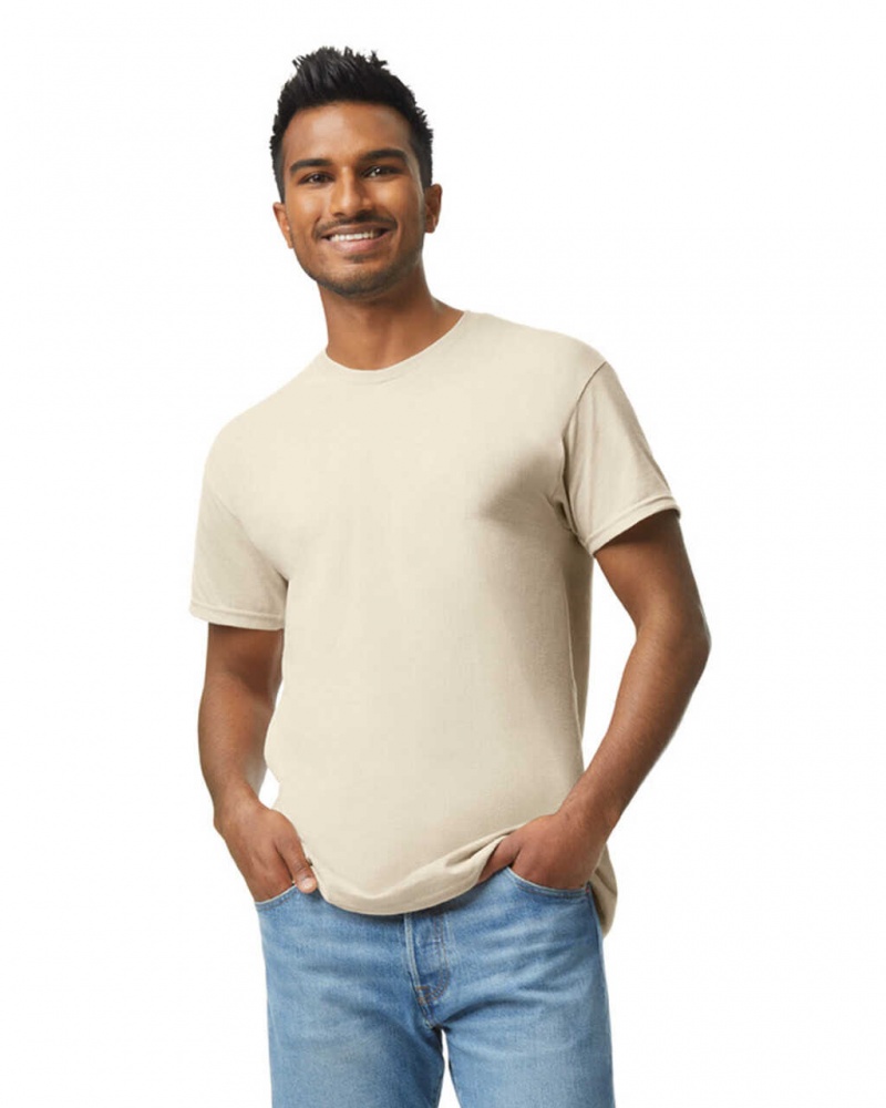 Men\'s Gildan 5000 T-Shirts Natural | GNBH87391