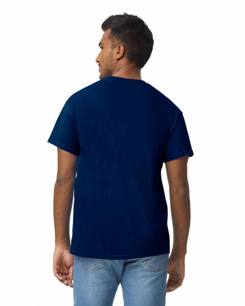 Men's Gildan 5000 T-Shirts Navy | RUGA72185