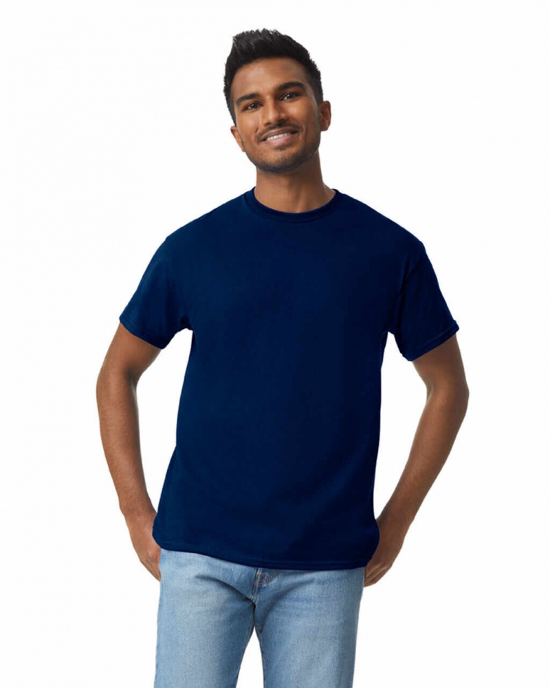 Men\'s Gildan 5000 T-Shirts Navy | RUGA72185