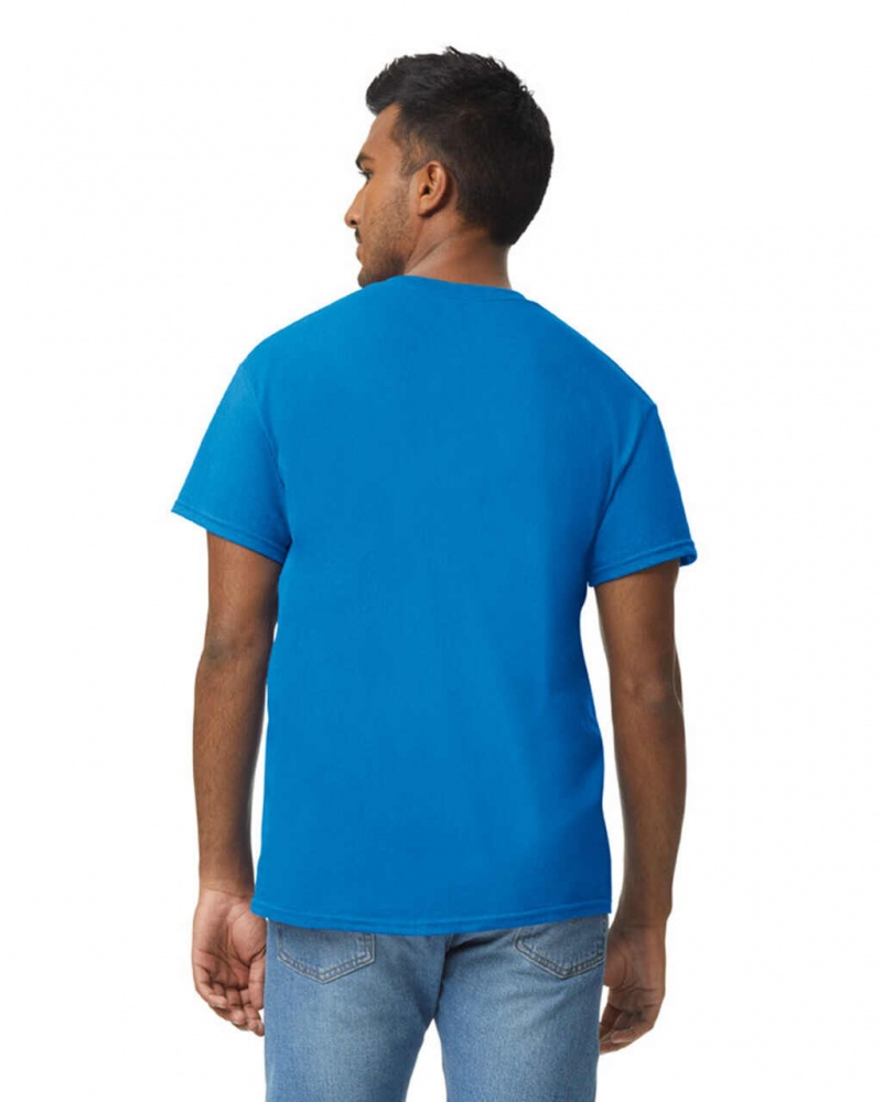 Men's Gildan 5000 T-Shirts Neon Blue | TSEV36418