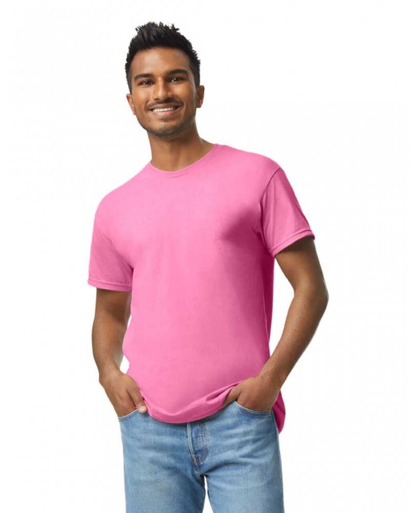 Men\'s Gildan 5000 T-Shirts Safety Pink | QRIS17843