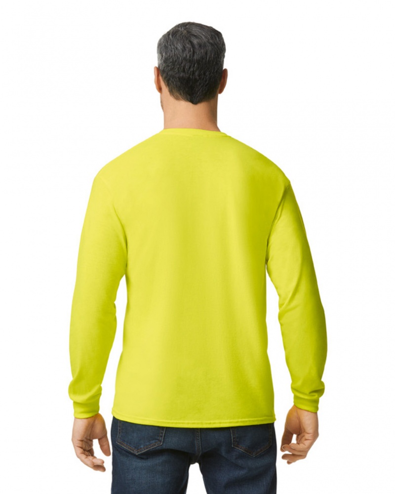 Men's Gildan 5400 Long Sleeve T-Shirts Safety Green | HUDV98437