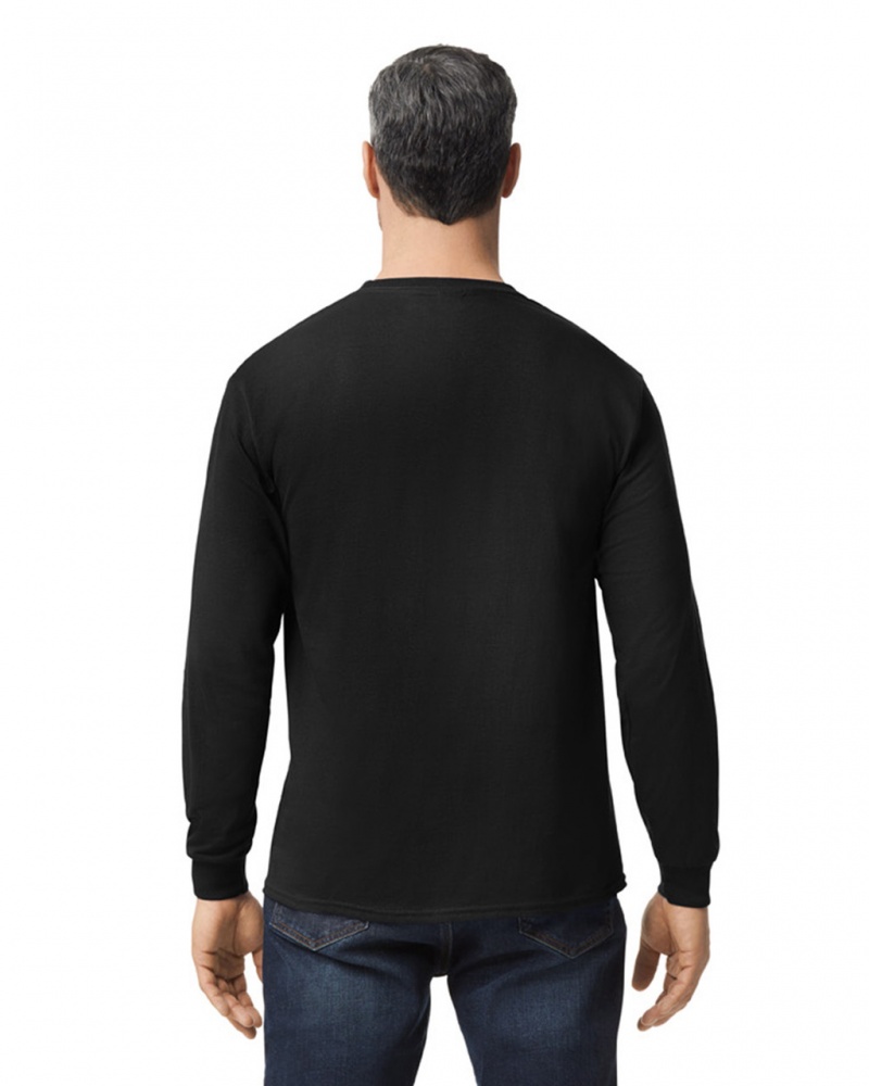 Men's Gildan 5400 Long Sleeve T-Shirts Black | XHSA36741