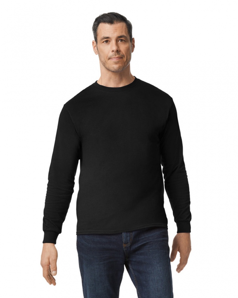 Men\'s Gildan 5400 Long Sleeve T-Shirts Black | XHSA36741