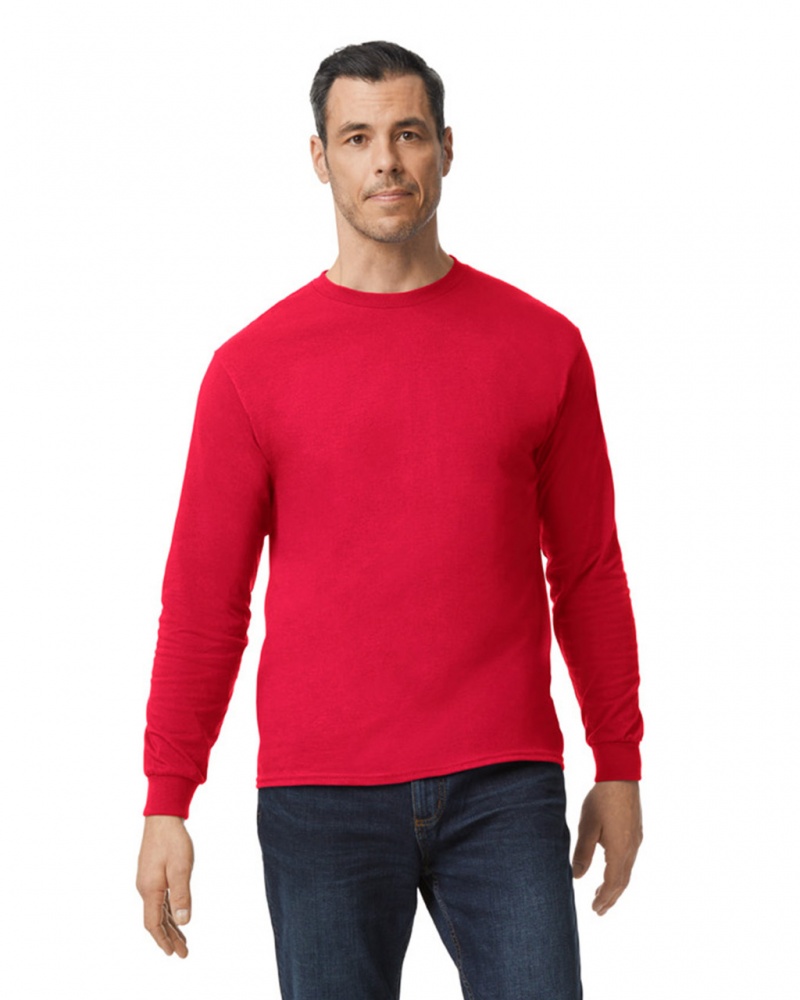 Men\'s Gildan 5400 Long Sleeve T-Shirts Red | GKZW97856