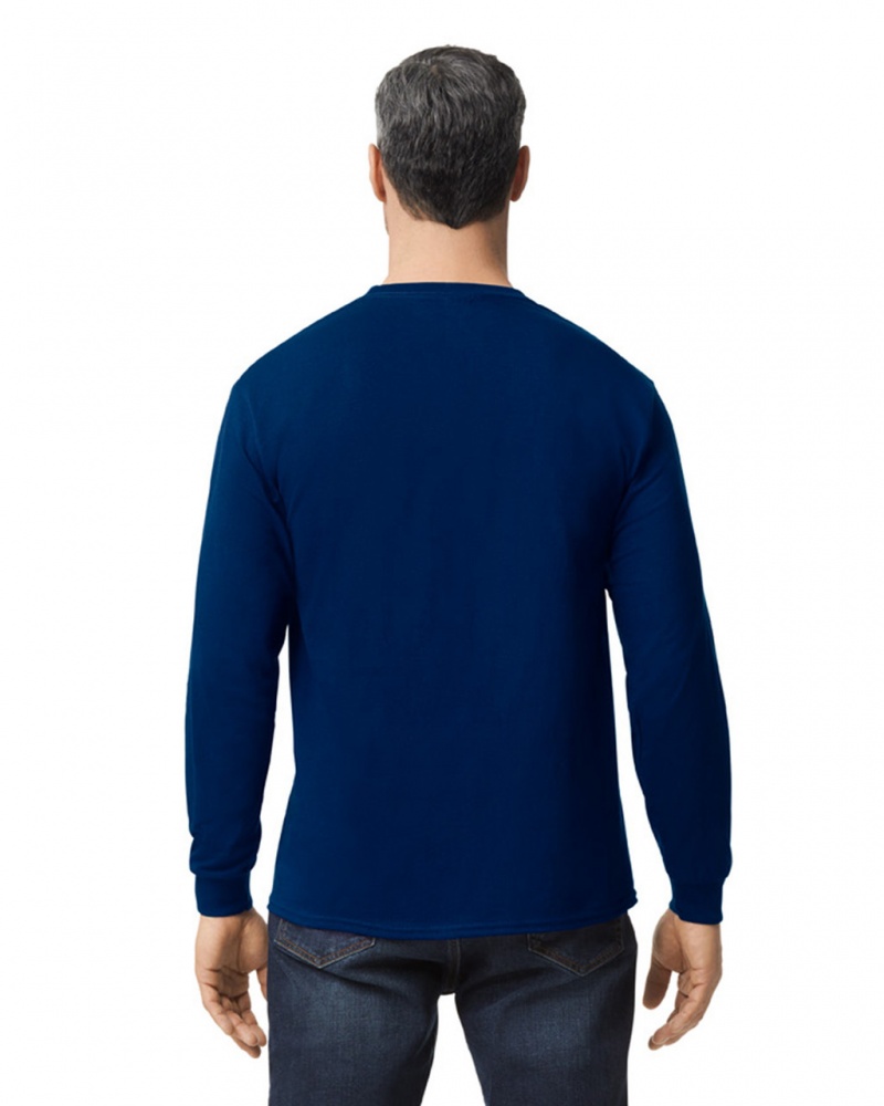 Men's Gildan 5400 Long Sleeve T-Shirts Navy | QPDI21834