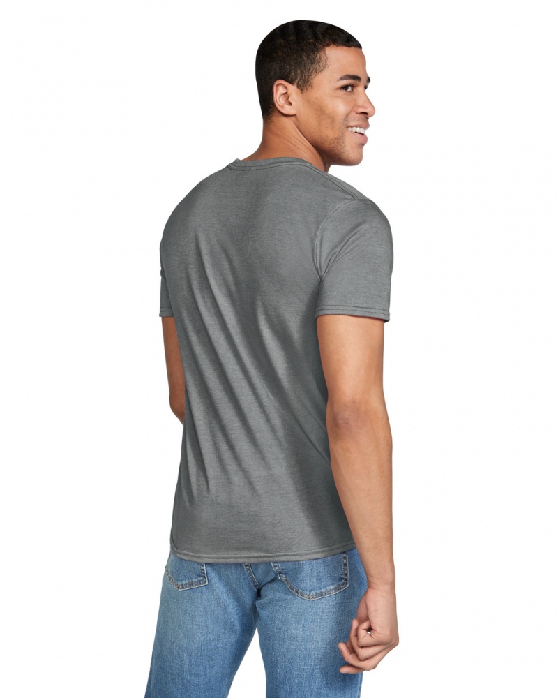 Men's Gildan 64000 T-Shirts Graphite Heather | OHIK49317