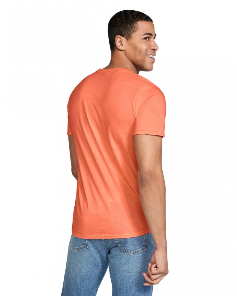 Men's Gildan 64000 T-Shirts Heather Orange | MENX03219