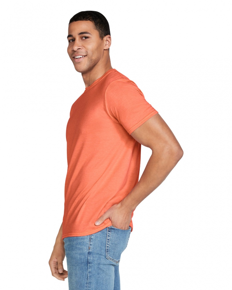 Men's Gildan 64000 T-Shirts Heather Orange | MENX03219