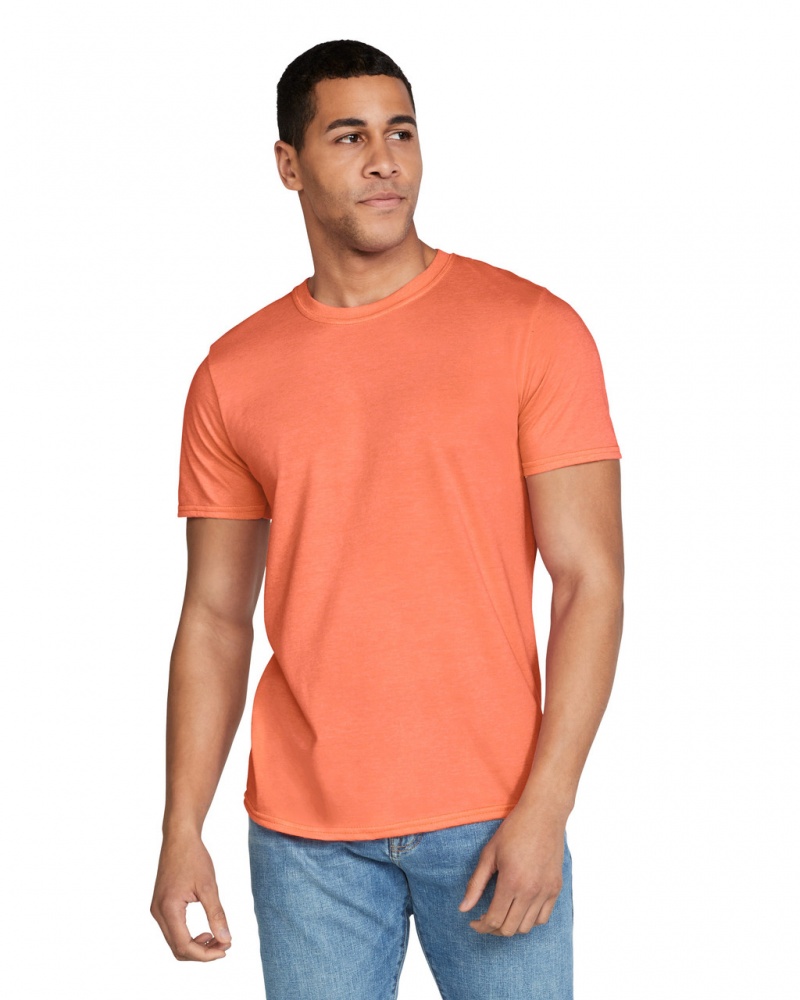 Men\'s Gildan 64000 T-Shirts Heather Orange | MENX03219