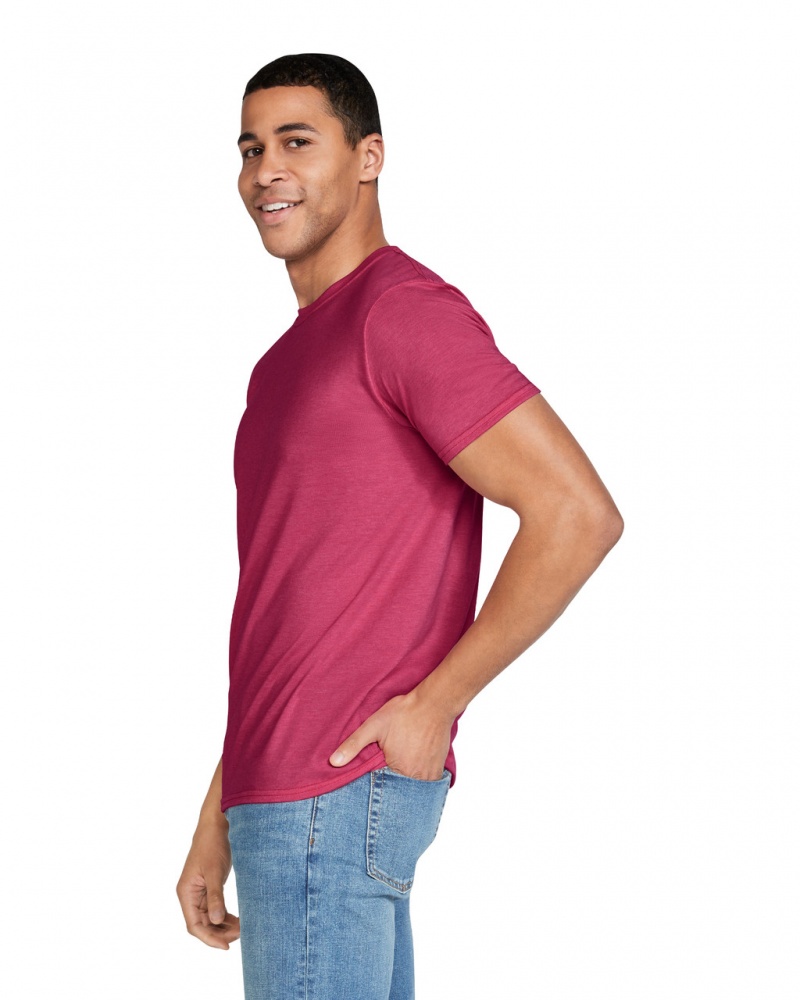 Men's Gildan 64000 T-Shirts Heather Cardinal | JXPL31594