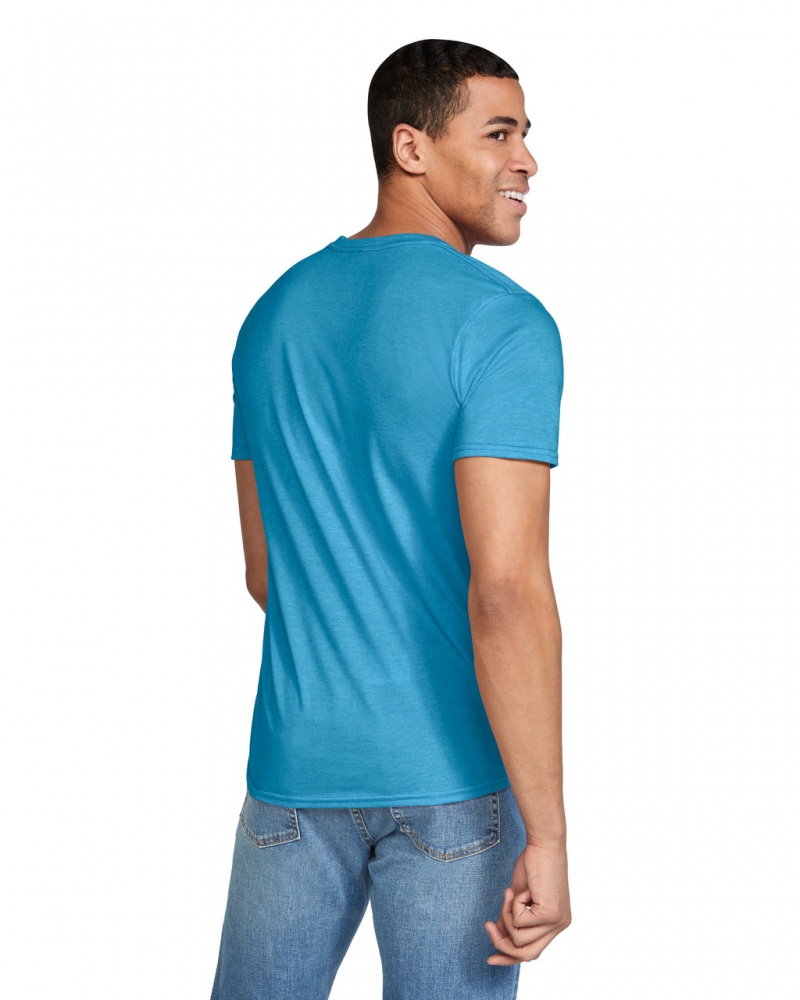 Men's Gildan 64000 T-Shirts Heather Sapphire | XNVL46027