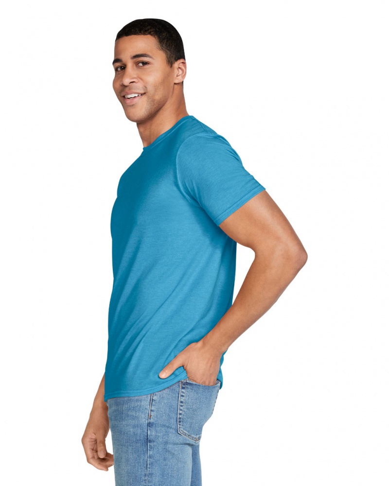 Men's Gildan 64000 T-Shirts Heather Sapphire | XNVL46027