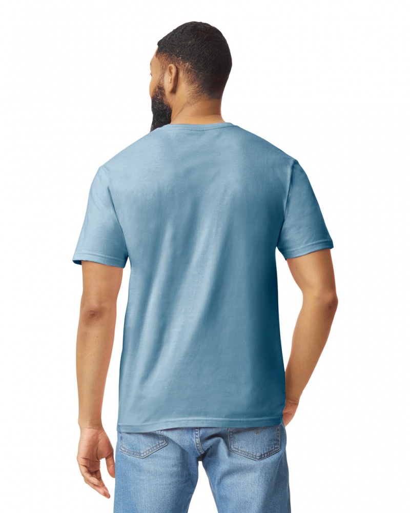 Men's Gildan 64000 T-Shirts Indigo Blue | MSJE82651