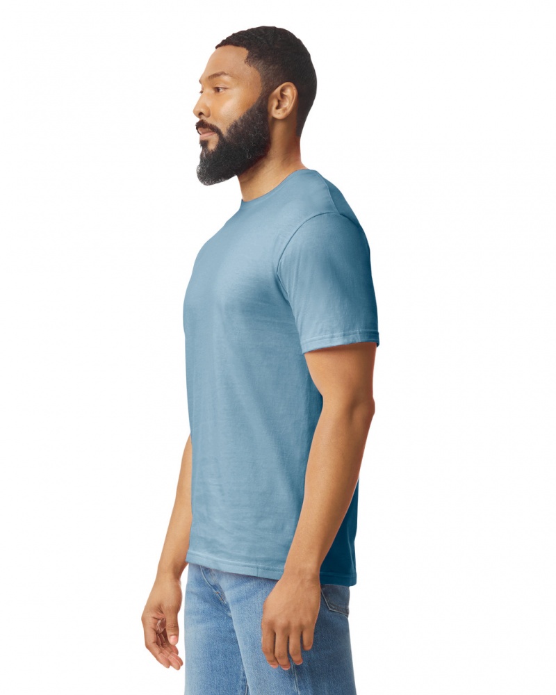 Men's Gildan 64000 T-Shirts Indigo Blue | MSJE82651