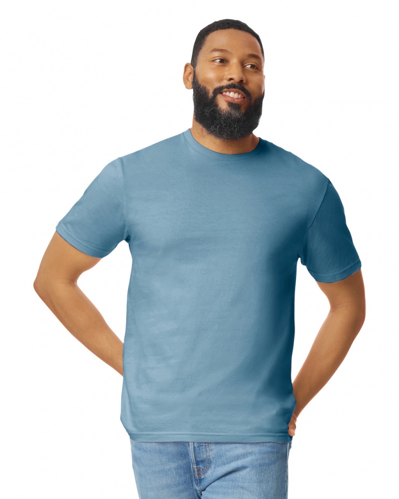 Men\'s Gildan 64000 T-Shirts Indigo Blue | MSJE82651