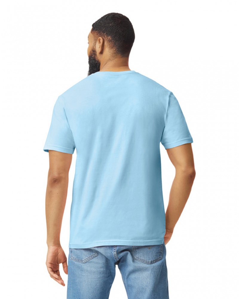 Men's Gildan 64000 T-Shirts Light Blue | RATJ98210