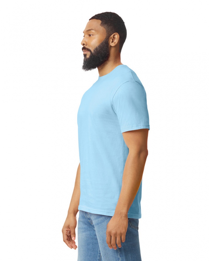 Men's Gildan 64000 T-Shirts Light Blue | RATJ98210