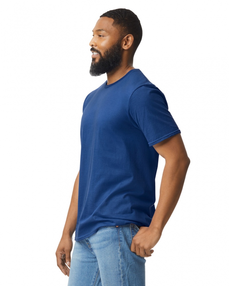 Men's Gildan 64000 T-Shirts Metro Blue | PXCK59246