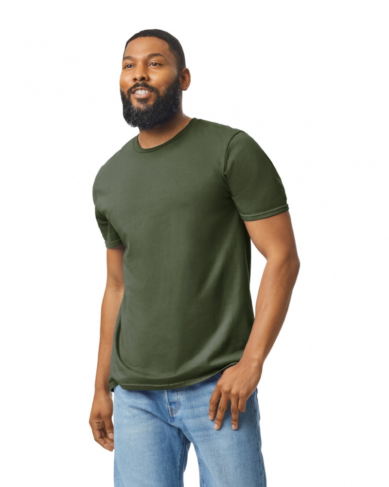 Men's Gildan 64000 T-Shirts Military Green | HJRX71054