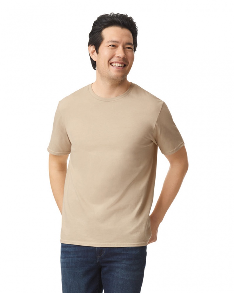 Men's Gildan 64000 T-Shirts Sand | TFSD17625