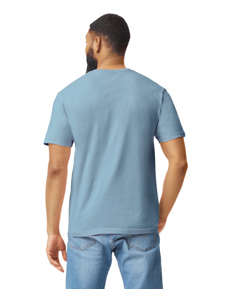 Men's Gildan 64000 T-Shirts Stone Blue | TMUY64302