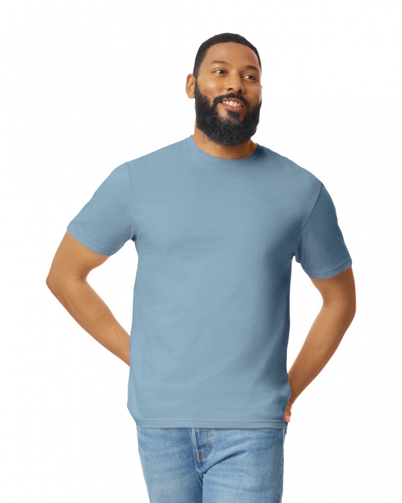 Men's Gildan 64000 T-Shirts Stone Blue | TMUY64302