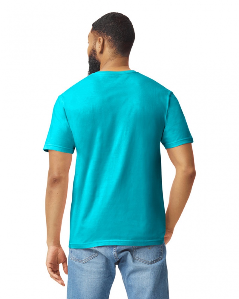 Men's Gildan 64000 T-Shirts Tropical Blue | ZTJH72608