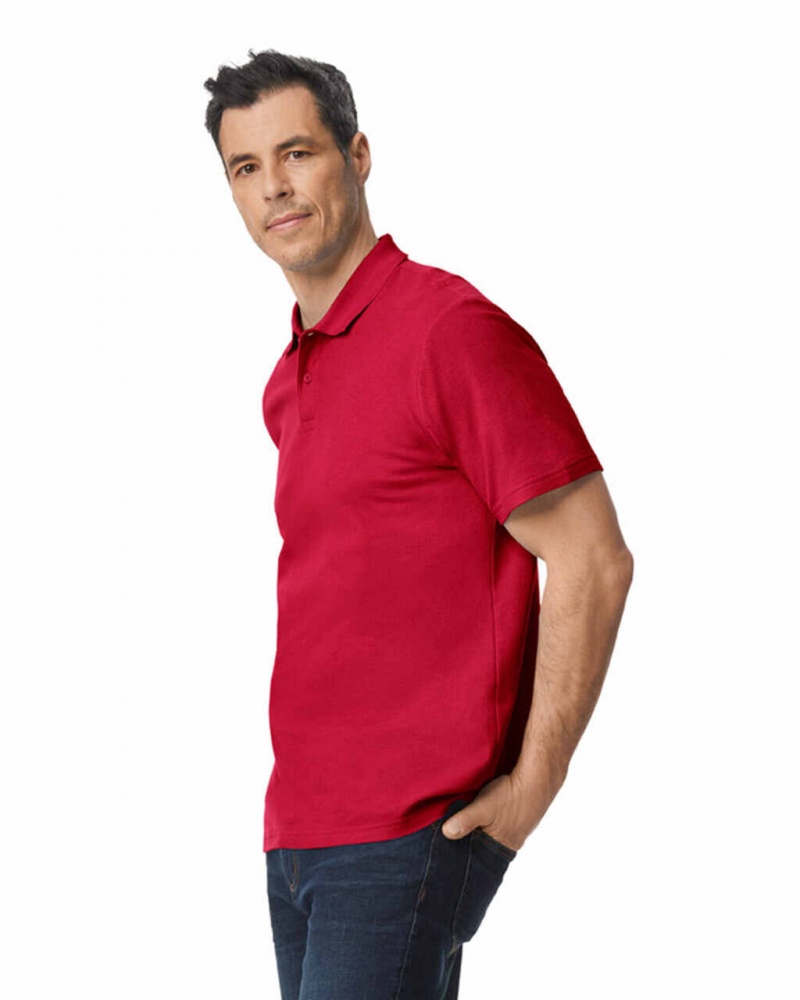 Men's Gildan 64800 Pique Polo Cherry Red | LMVJ63485