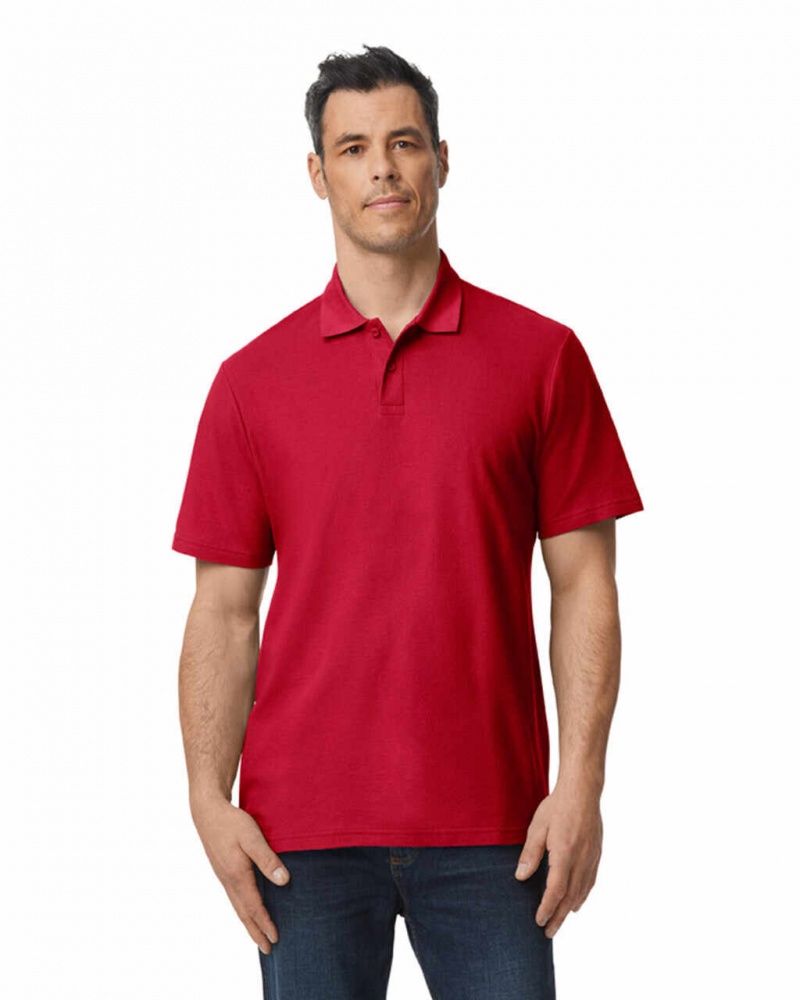 Men\'s Gildan 64800 Pique Polo Cherry Red | LMVJ63485