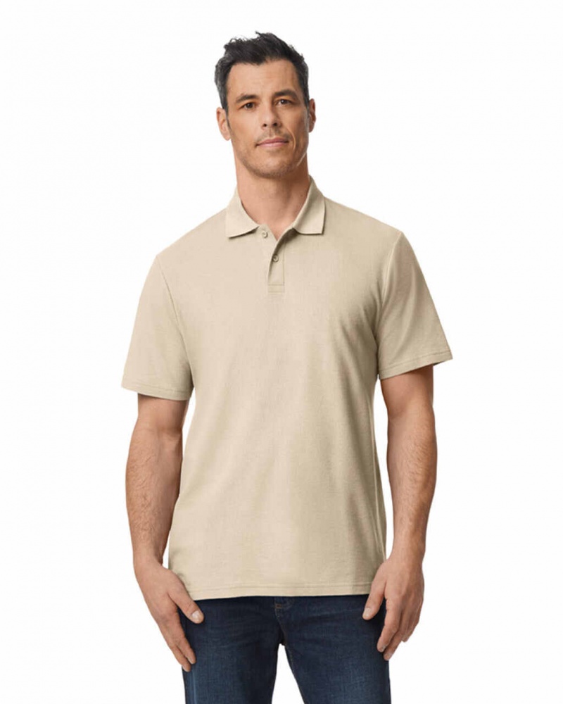 Men\'s Gildan 64800 Pique Polo Sand | NLGF94735