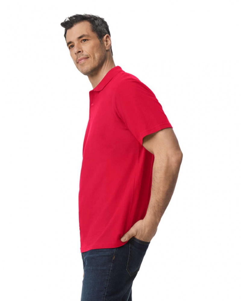 Men's Gildan 64800 Pique Polo Red | OCIP01268