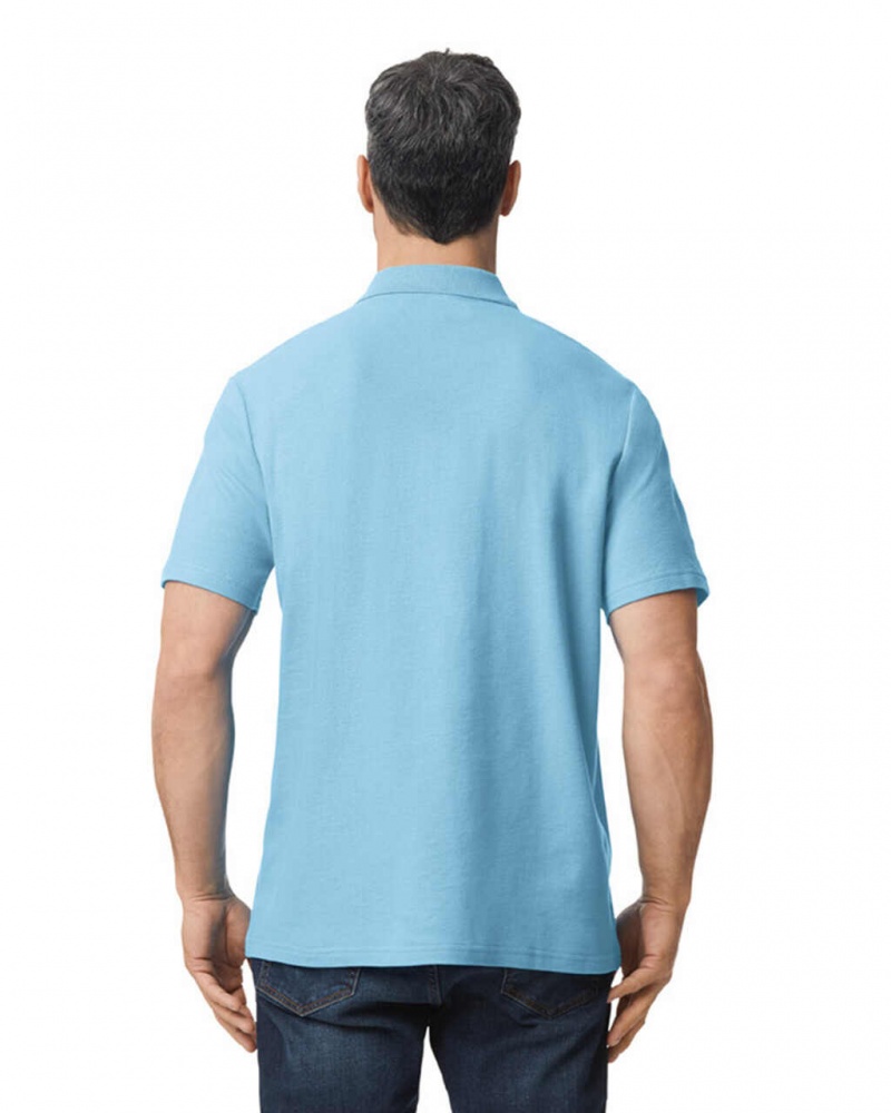 Men's Gildan 64800 Pique Polo Light Blue | ERLO24590