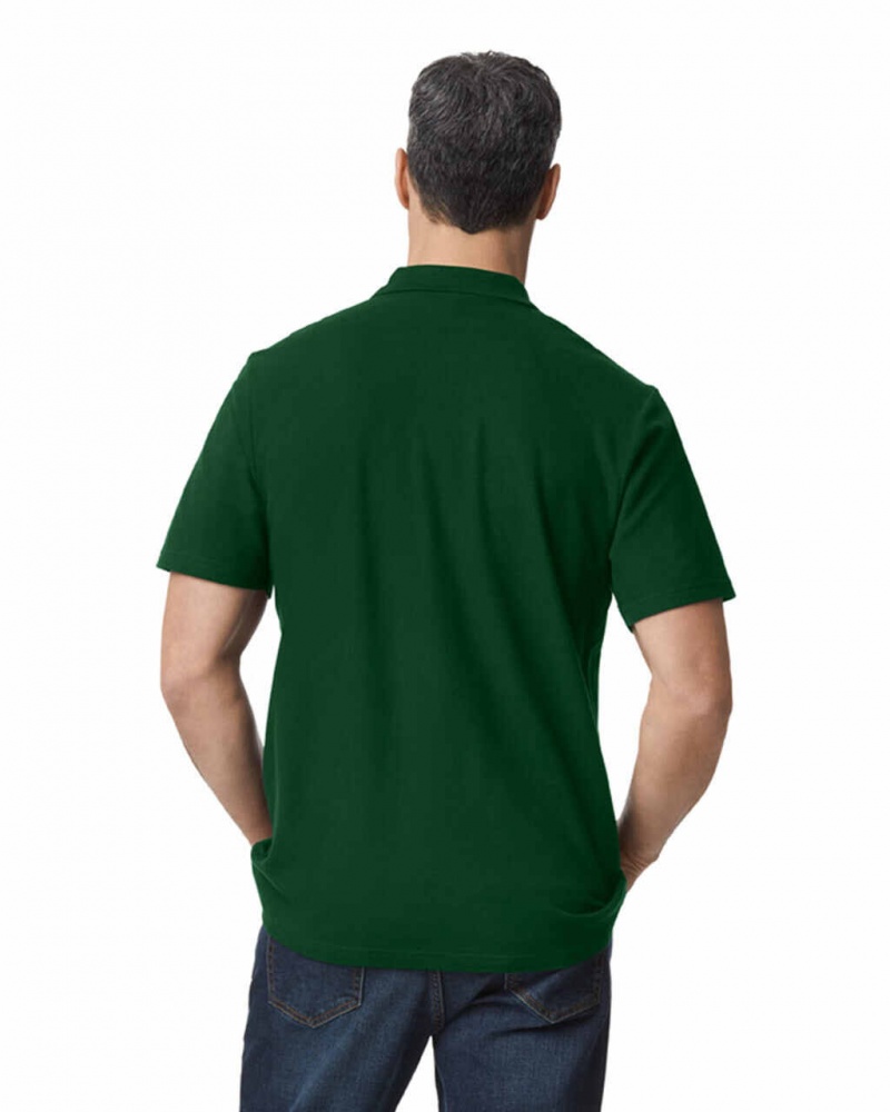 Men's Gildan 64800 Pique Polo Forest Green | KYJF73821