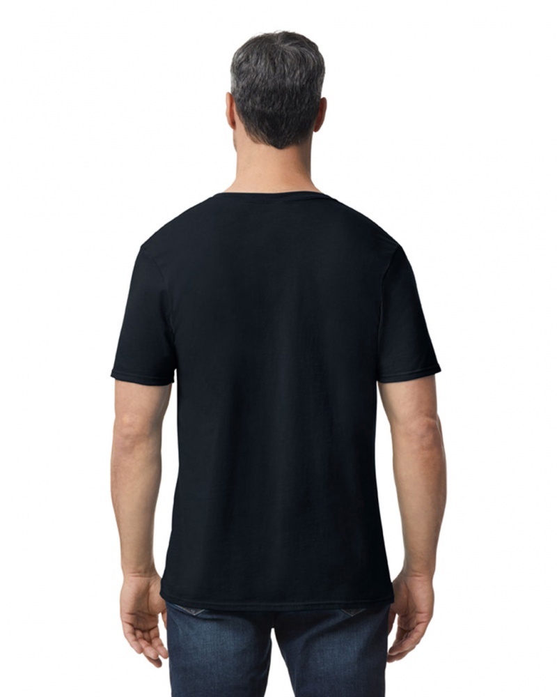 Men's Gildan 64V00 V-Neck T-Shirts Black | SCNK67289