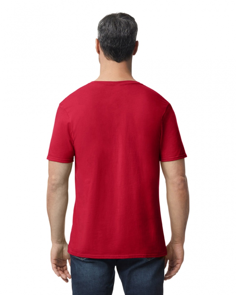 Men's Gildan 64V00 V-Neck T-Shirts Cherry Red | NLSI60498