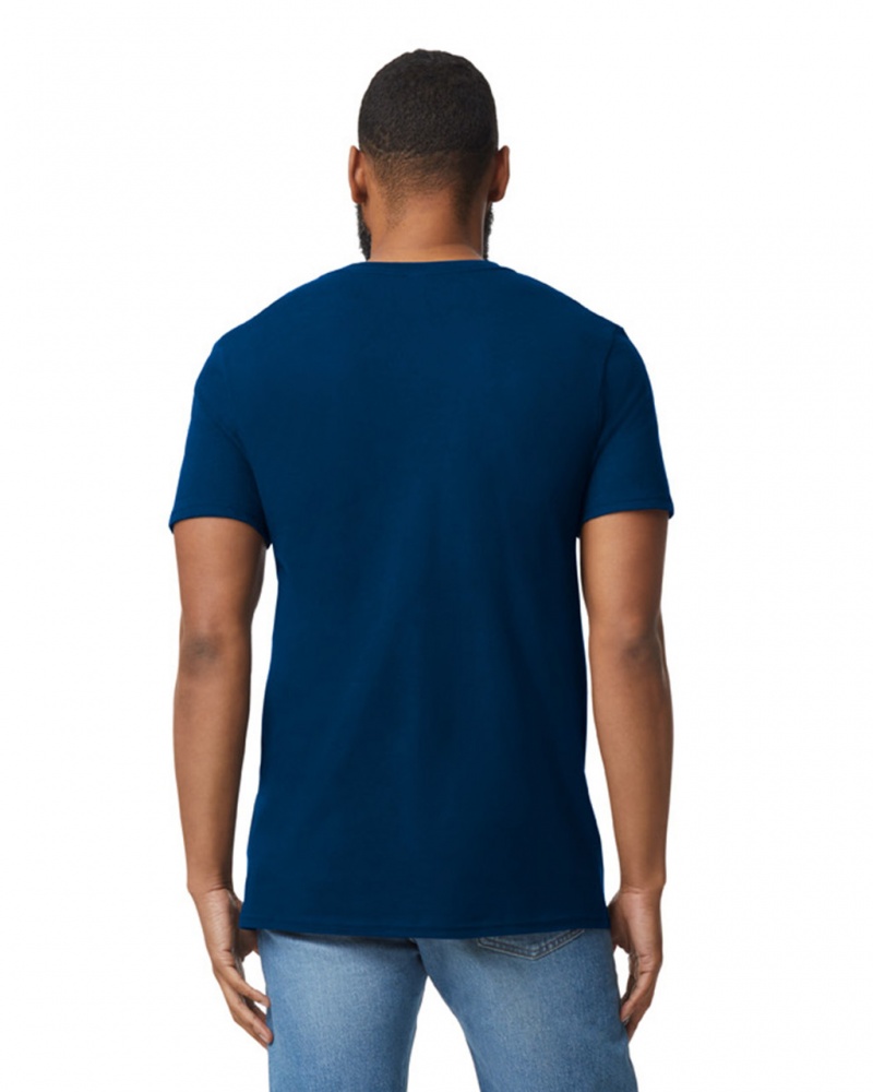 Men's Gildan 64V00 V-Neck T-Shirts Navy | DCKM59084