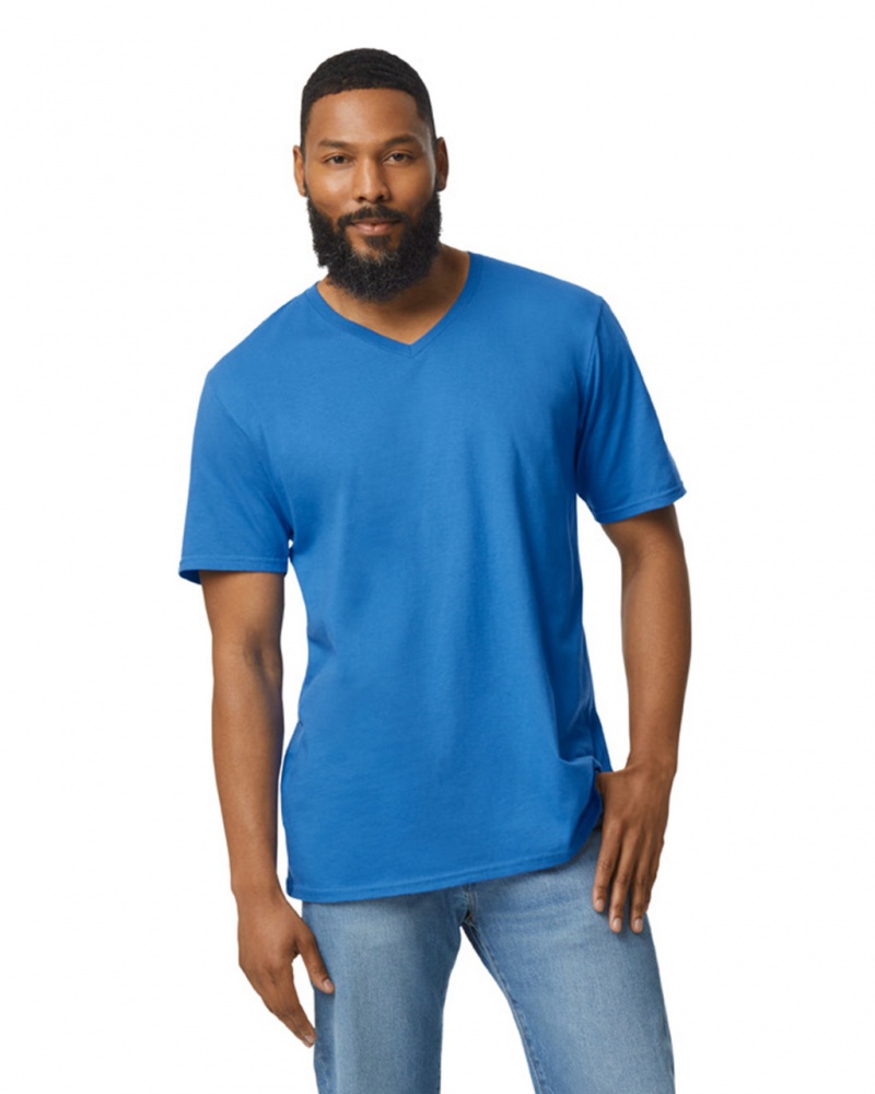 Men's Gildan 64V00 V-Neck T-Shirts Royal | BYML07348