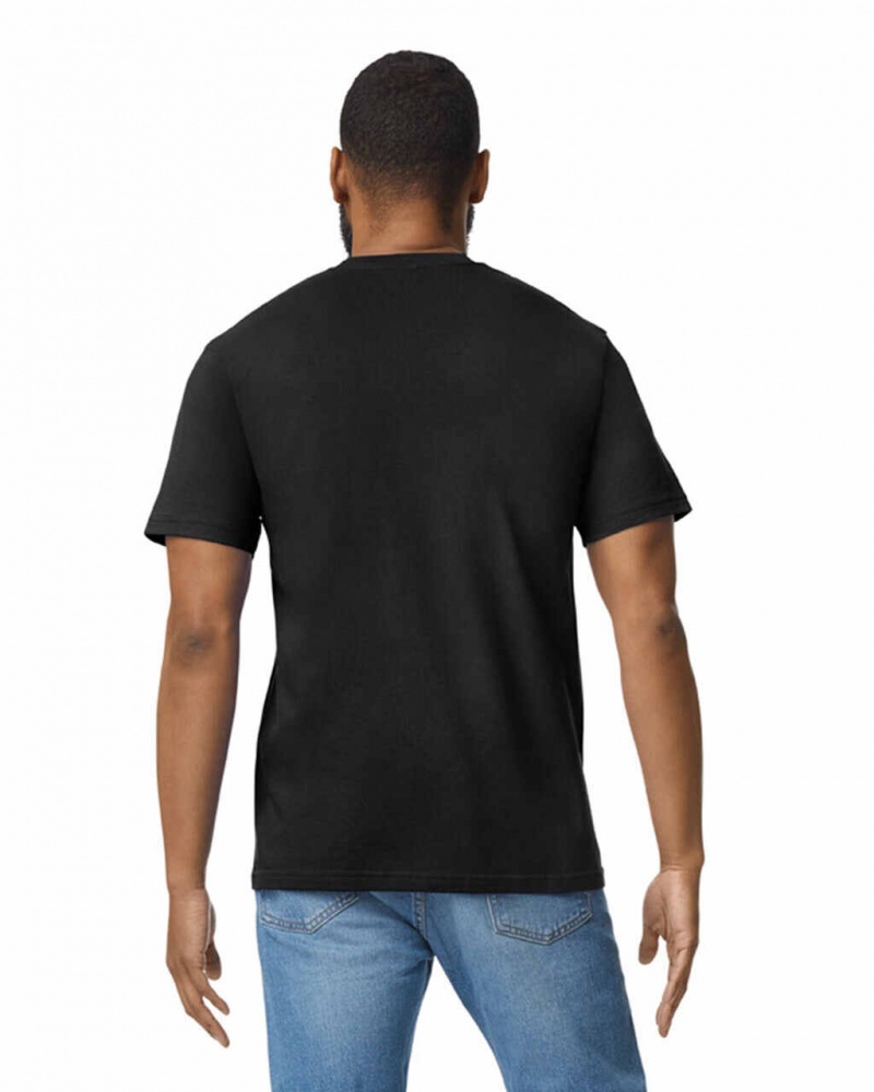 Men's Gildan 65000 Midweight T-Shirts Pitch Black | ZGJD37598