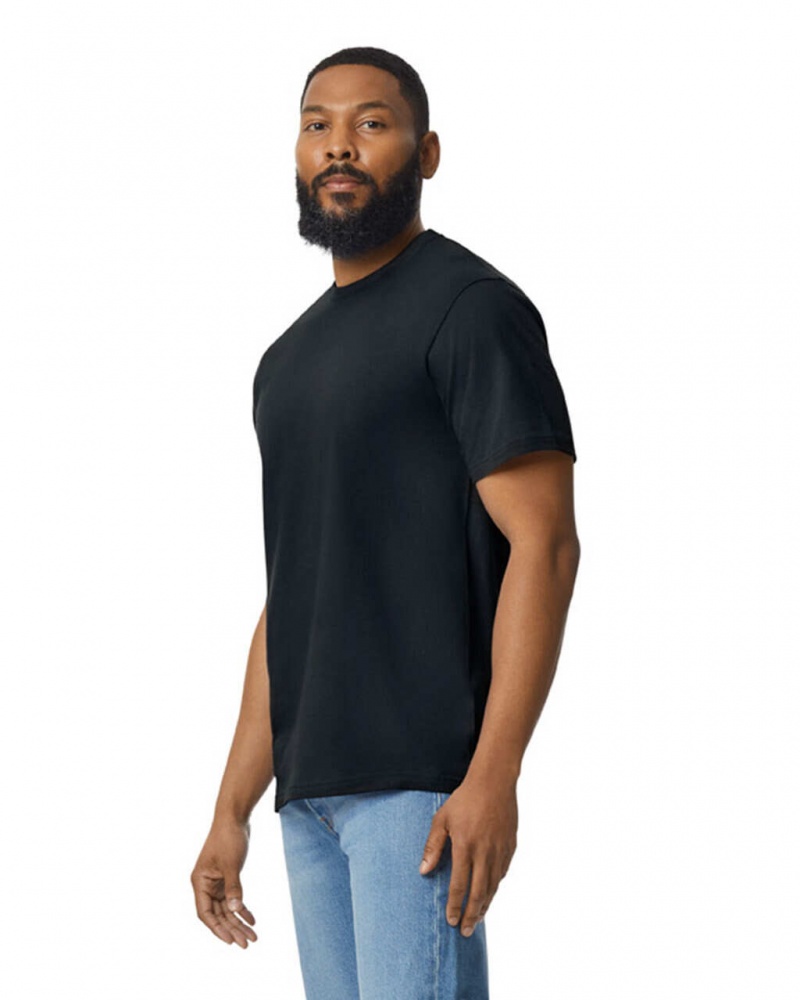 Men's Gildan 65000 Midweight T-Shirts Pitch Black | ZGJD37598