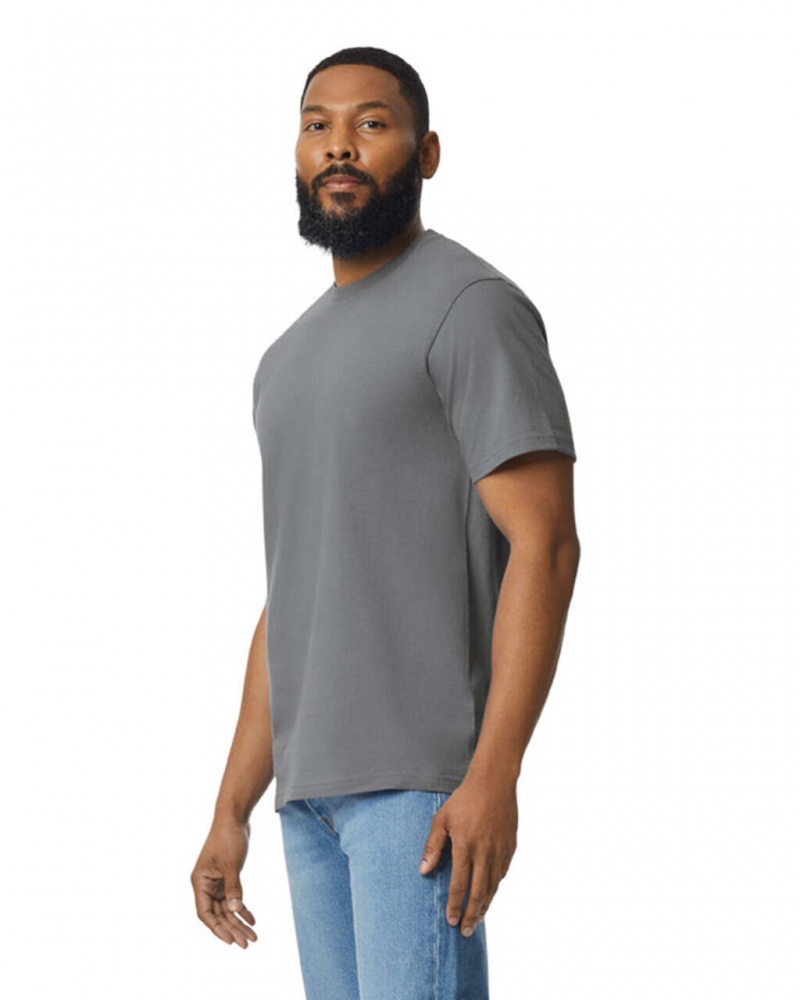 Men's Gildan 65000 Midweight T-Shirts Charcoal | CHPA10832