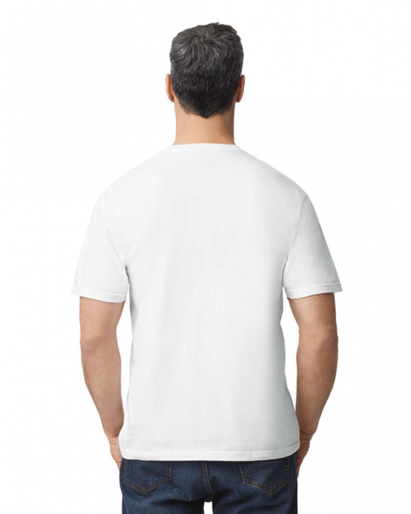 Men's Gildan 65000 Midweight T-Shirts White | JRFD63927