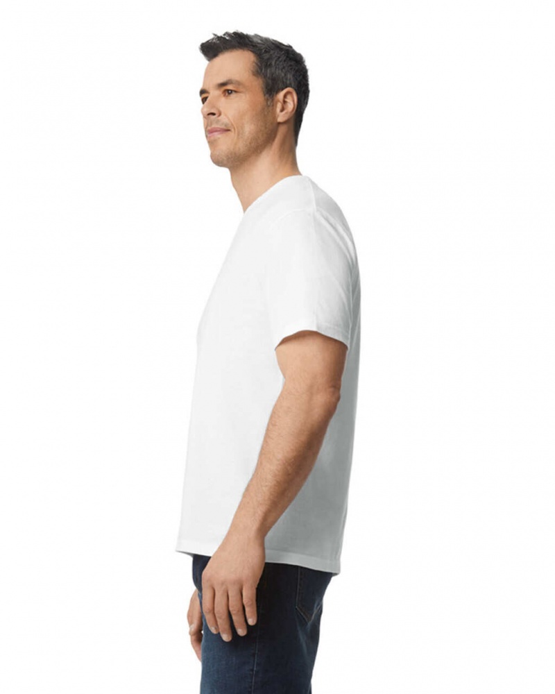 Men's Gildan 65000 Midweight T-Shirts White | JRFD63927