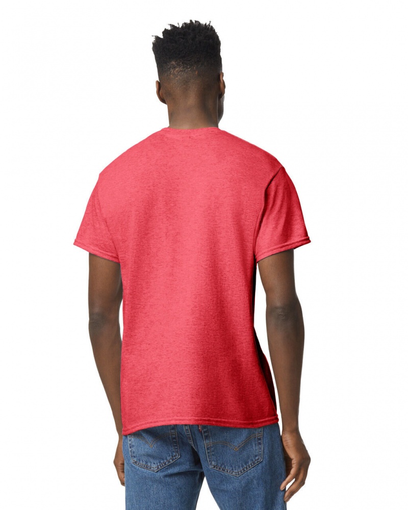 Men's Gildan 8000 T-Shirts Heather Sport Scarlet Red | ORNZ26315