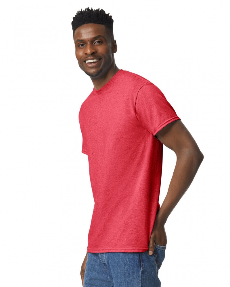 Men's Gildan 8000 T-Shirts Heather Sport Scarlet Red | ORNZ26315