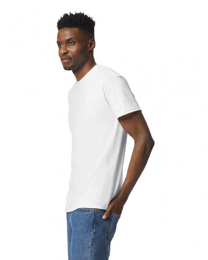 Men's Gildan 8000 T-Shirts White | HURK25647