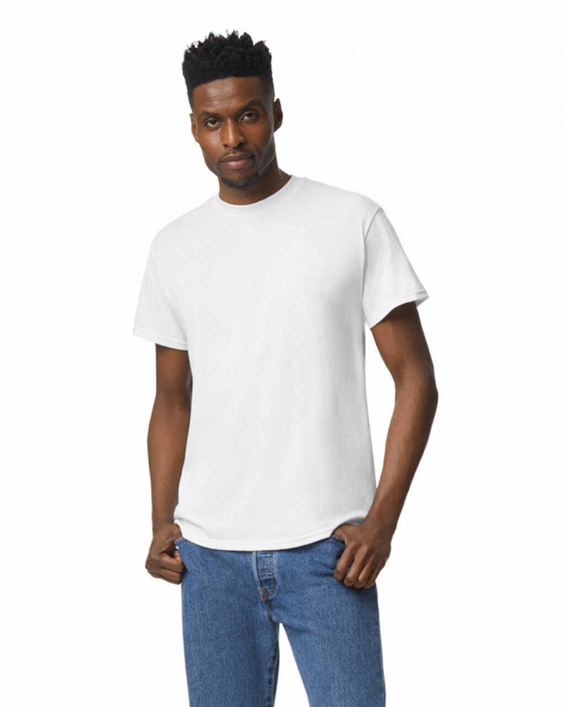 Men\'s Gildan 8000 T-Shirts White | HURK25647